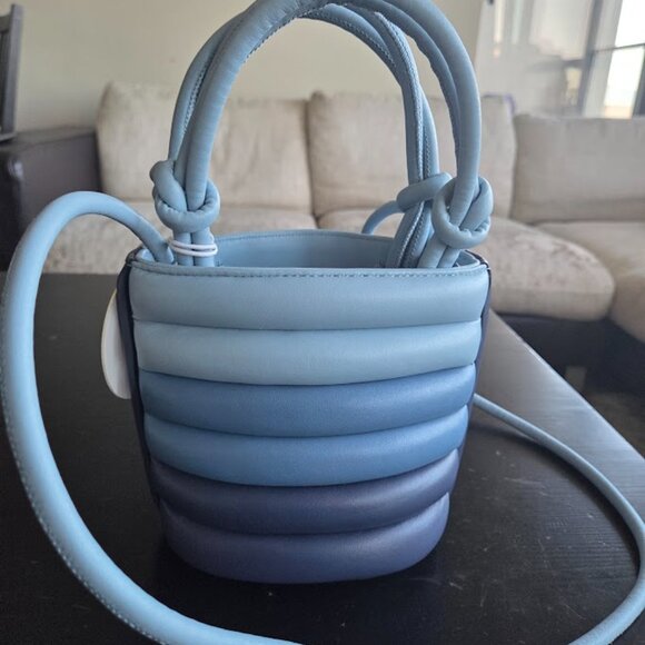 Staud Louie Blue Ombre Top Quilted Leather Bucket Bag - Picture 2 of 5